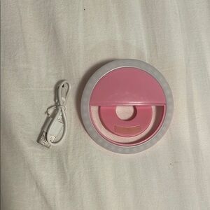 Pink Phone Selfie Ring Light with USB Cable